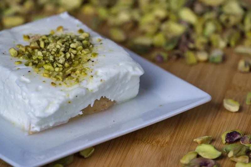 Ashtalieh, Lebanese milk pudding, at Phoenician Garden in Fresno