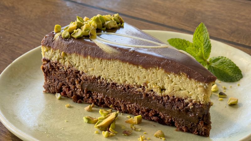 Dubai-Style Chocolate Torte at Phoenician Garden Fresno