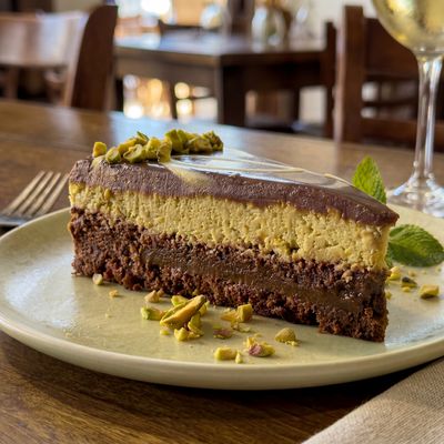 Dubai-Style Chocolate Torte with pistachio cream