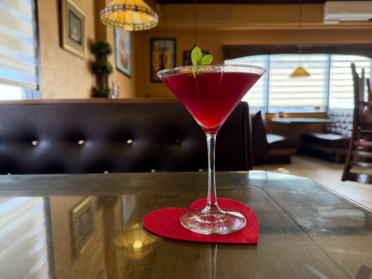 The full bar at Phoenician Garden in Fresno, set for weekday Happy Hour