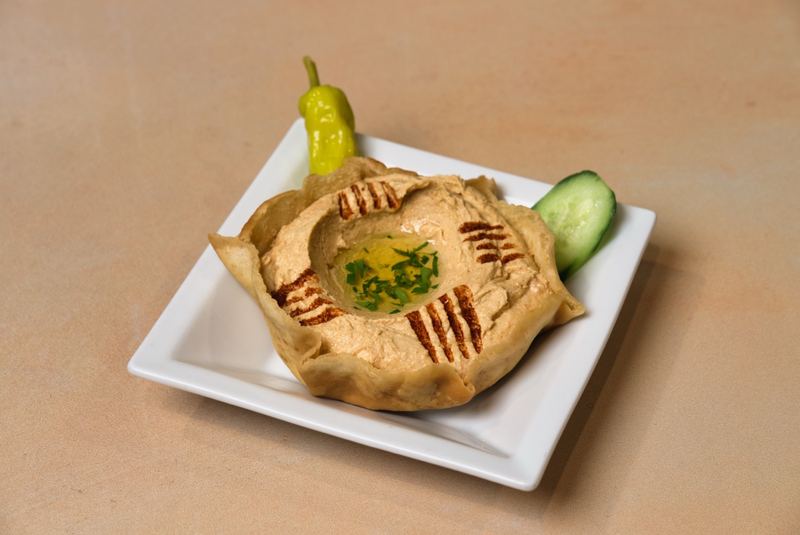 Spicy hummus with kick of heat at Phoenician Garden Fresno